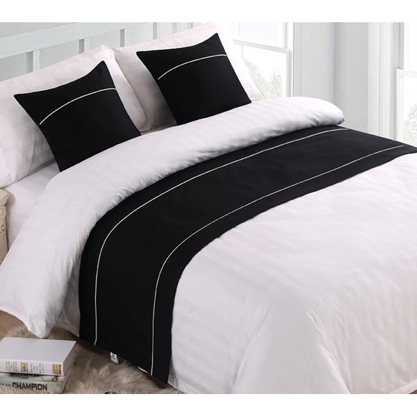 GZQIAWY Bedspreads Bed Runner Throw Bedding Single Queen King Bed Cover Towel Home Hotel Decorations,black,50 X 210cm (Bed Scarf Only)
