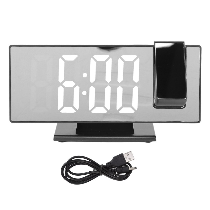 Projection Digital Alarm Clock USB Charging Automatic Dimming LED Mirror