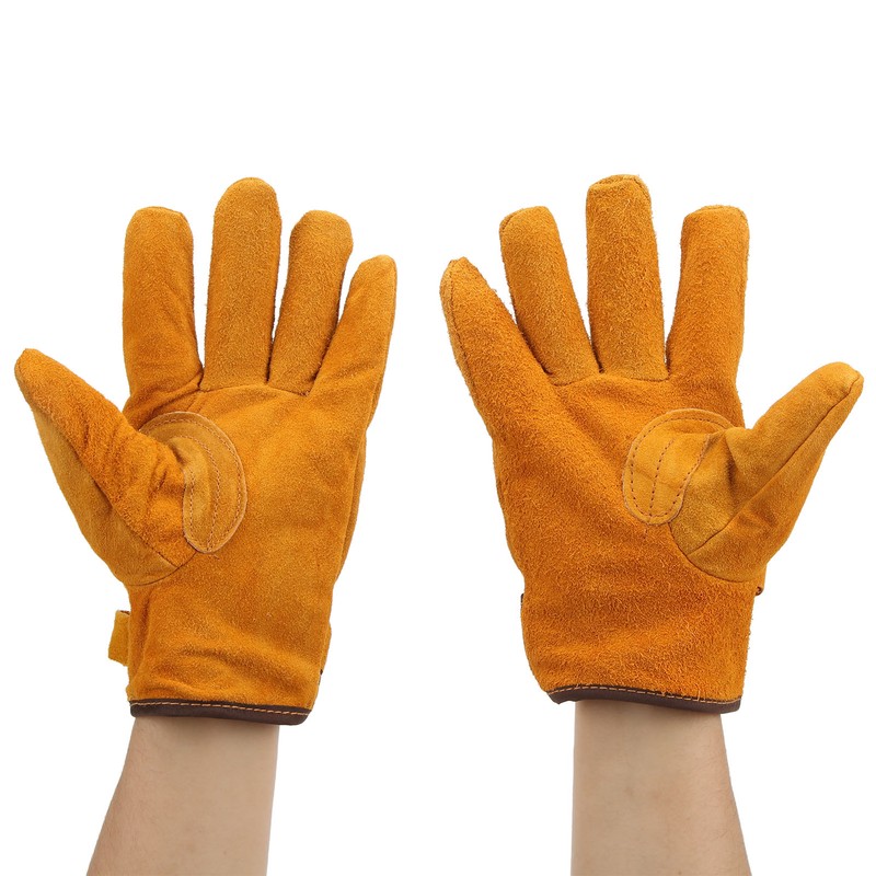 Heat Resistant Gloves Calf Leather Polyester Hand Protection BBQ Grill