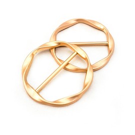 Helonge Scarf Ring Clip, 2 Pcs T Shirt Clip,Clothes Knotted Clip, Circle Knotted Buckle for Shirt Silk Scarf Clothing (Gold)