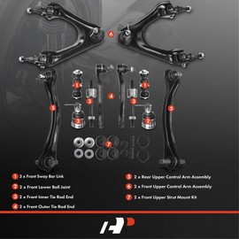 A-Premium Set of 14, Front & Rear Upper Control Arm, Sway Bar Link, Lower Ball Joint, Inner Outer Tie Rod End, Compatible with Honda Accord 1994-1997, Acura CL 1997-1999