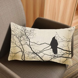 Nicokee Throw Pillow Cover Gothic Raven On A Tree Branch Decorative Pillow Case Home Decor 20x12 Inches Pillowcase