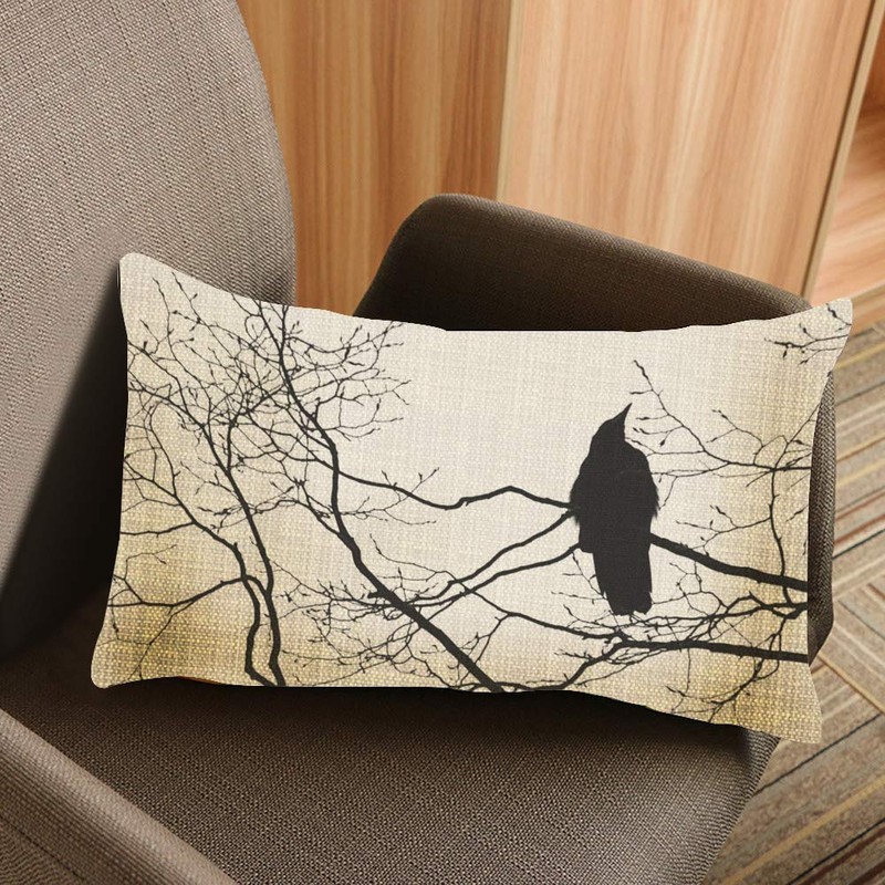 Nicokee Throw Pillow Cover Gothic Raven On A Tree Branch