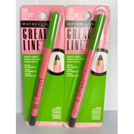 Maybelline New York NEW (2) Maybelline GREAT LINE Eyeliner #100 Very Black  **RARE DISCONTINUED