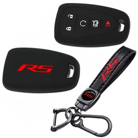 RS Silicone Rubber Key Protector with Key Chain Compatible with Equinox Malibu Camaro Traverse Blazer Cruze Trailblazer Trax Sonic Spark (red)