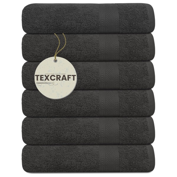 TEXCRAFT Medium Size Bath Towels Set of 6 – 100%