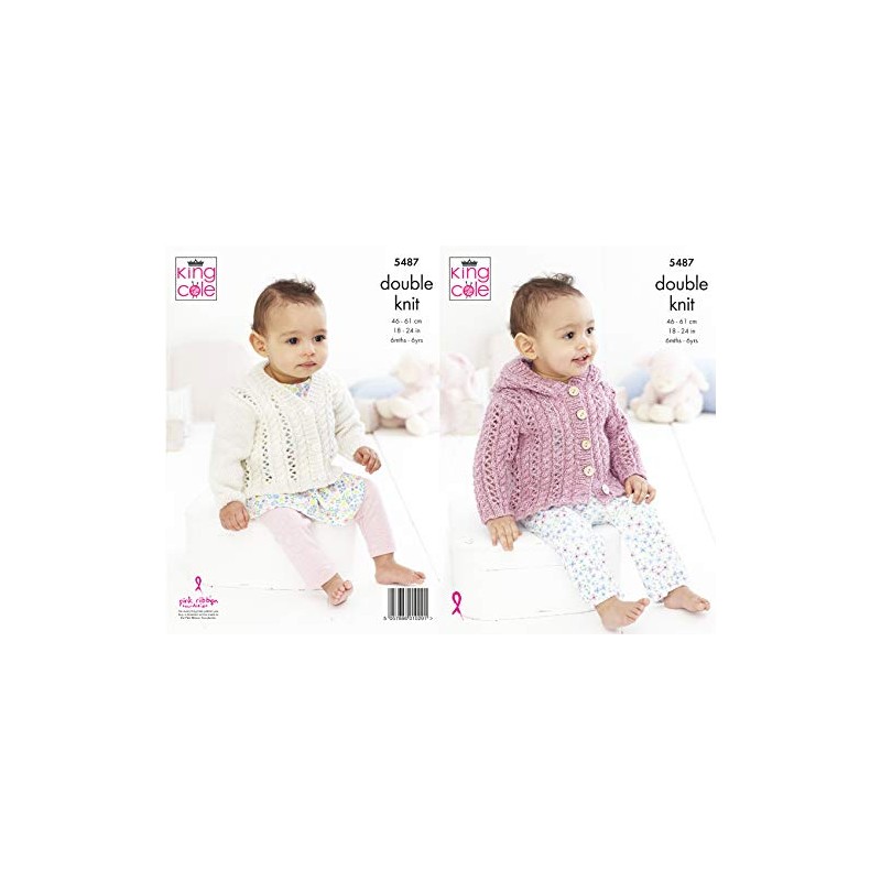 King Cole Baby Childrens Double Knitting Pattern Lacy Cardigan &