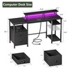 Furologee 51" Gaming Desk with Power Outlets & LED Lights,
