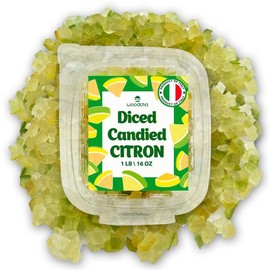 Diced Candied Citron, Glazed Citron Peel For Baking, Candied Fruit or Fruitcake, Fruit Snacks, No GMO, Vegan, Kosher- Candied Fruits for Baking – Perfect for Christmas, Easter, Thanksgiving, Weddings, Holidays & Homemade Desserts, 16oz