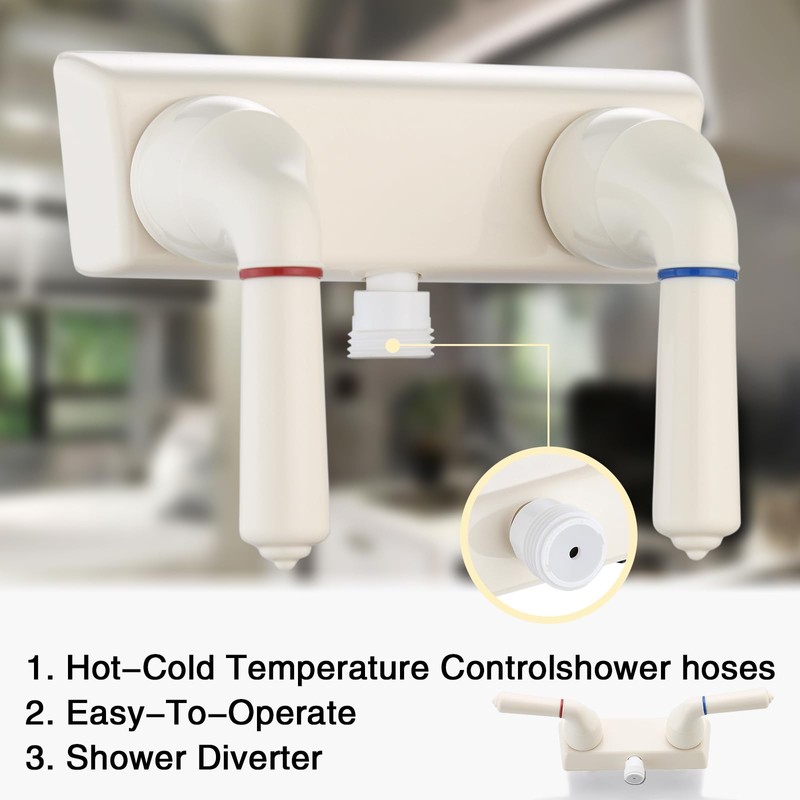 Camper Shower Dual Faucet Replacement, RV Shower Faucet Valve Diverter