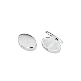 Silberkanne Pill Box 2-Part Oval Smooth Polished 6.0 x 4.0 cm Silver-Plated
