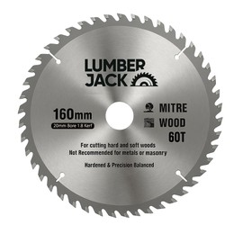 LUMBER JACK 160mm Circular Saw Blade, 60T Carbide Teeth, 20mm Bore, 1.8mm Kerf, Precision Balanced, Hardened for Wood Cutting, Ideal for Circular & Mitre Saws