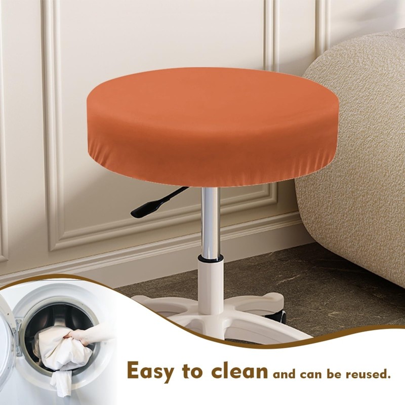 Wanyint Bar Stool Chair Cover Round Super Breathable Dark Orange