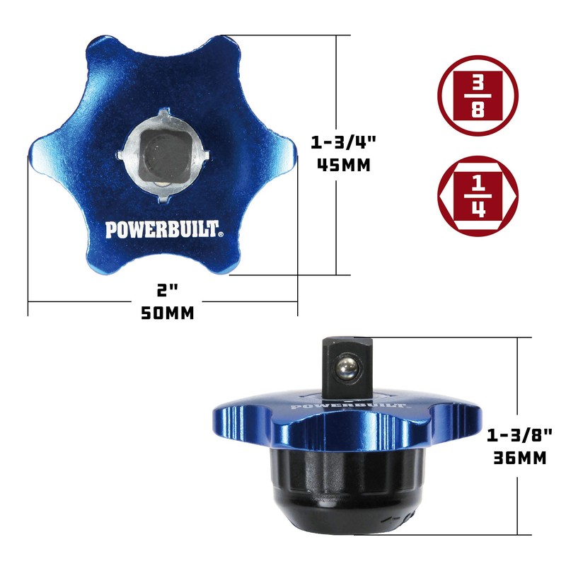 Powerbuilt 3/8 Inch Drive Palm Ratchet Handle, Finger Ratchet, Stubby
