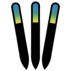 Mont Bleu Rainbow Glass Nail File in Black Pouch - Czech Tempered Glass - Handmade in Bohemia-Czech Republic - Grow Long, Healthy, Beautiful Nails