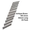 Antique Brass Flat Slotted Countersunk Head Screws, M3.5 x 50mm,