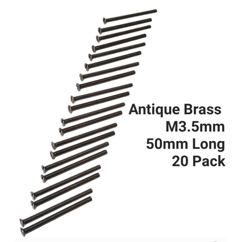 Antique Brass Flat Slotted Countersunk Head Screws, M3.5 x 50mm,
