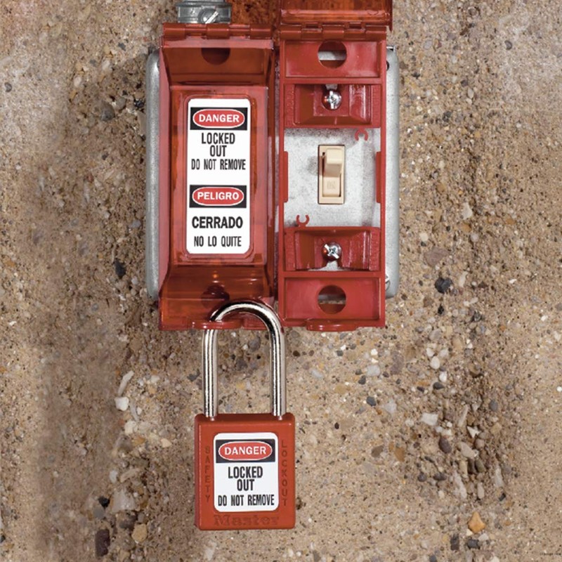 Master Lock 496B Lockout Tagout Universal Wall Switch Cover, Red