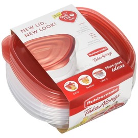 Rubbermaid TakeAlongs Sandwich Food Storage Containers, 2.9 Cup, Tint Chili, 4 Count