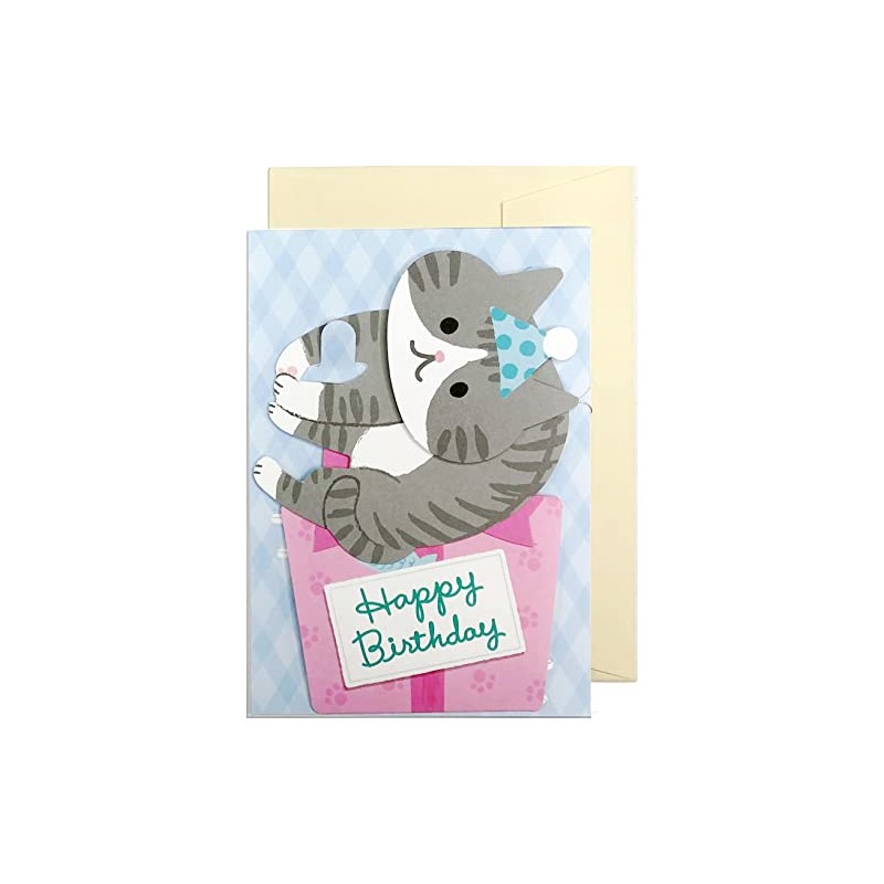 SANRIO BD47-1 L 347 889903 Birthday Card, Holding Cat
