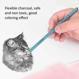 12 Lápices de Carbón para Dibujar, Lápices de Carbón Medio Suaves para Dibujar, Hacer Bocetos Y Arte para Principiantes, Profesionales Y Artistas