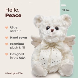 Bearington Peace 12"Teddy Bear Angel Stuffed Animal Gift for Christening, Bereavement