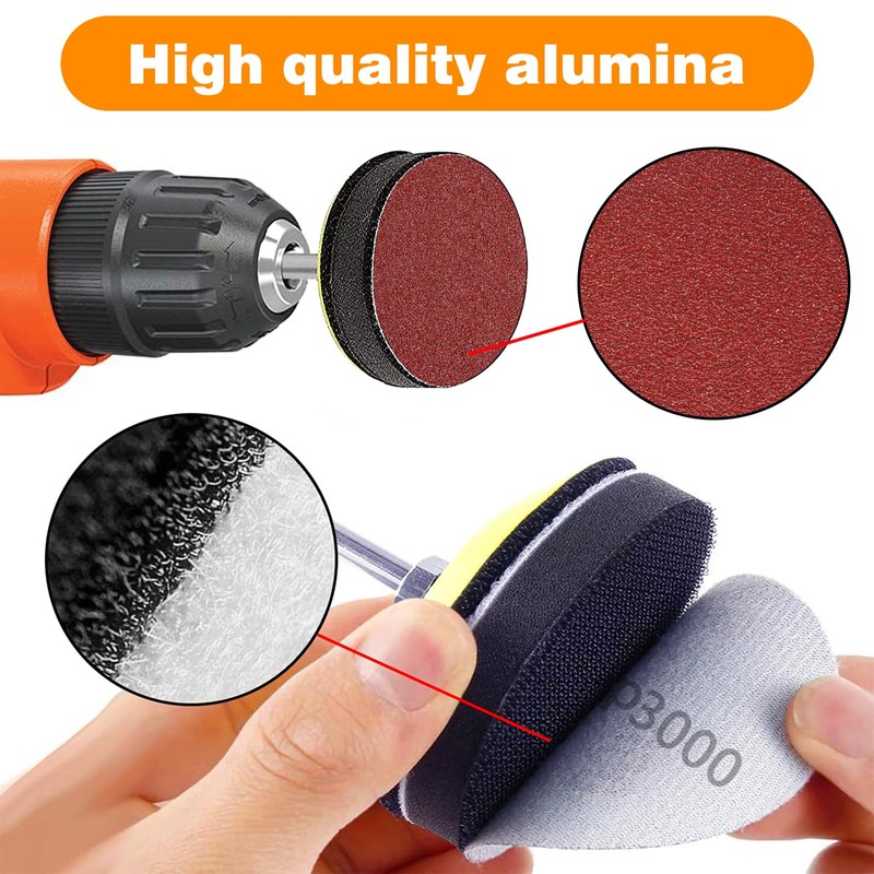 KONGMING Sandpaper 50 mm Velcro Pack of 100 Grit 3000