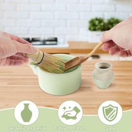 6pcs Matcha Whisk Set, Japanese Tea Set, Matcha Bowl with Spout, Whisk, Scoop, Spoon, Holder Matcha Starter Kit for Tea Drinking, Gift for Friend Family