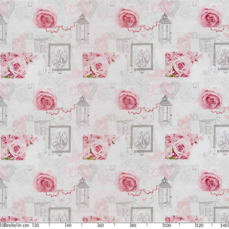 ANRO Oilcloth Tablecloth, Washable, Roses, Country House Antique Style, Grey,