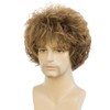 Kaneles Mens Brown Short Afro Wigs 70s 80s Rocker Fluffy