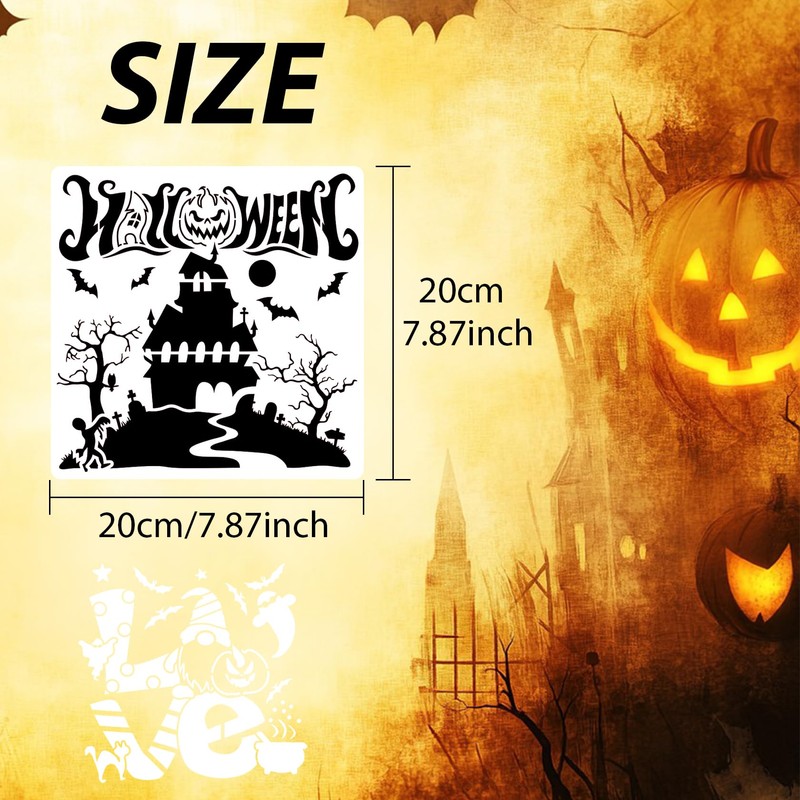 Lekabee 16 Pcs Halloween Stencils 8x8inch