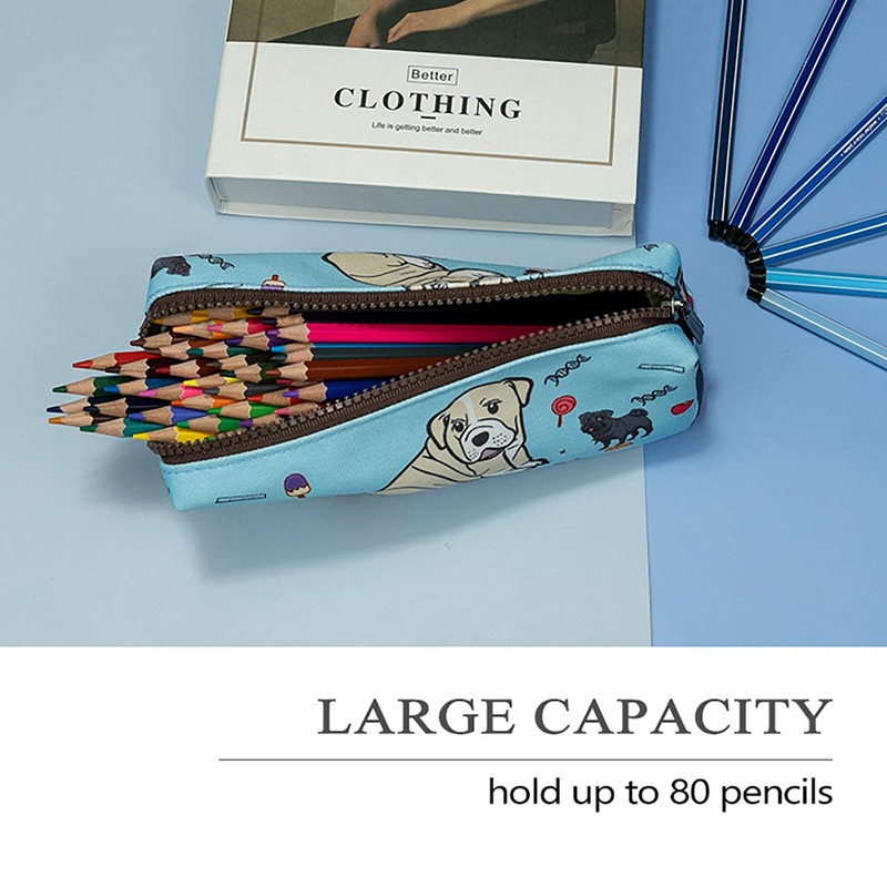 LParkin Cute Pug Dog Canvas Pencil Case Canvas Pen Bag