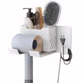 KAIXUANMAN Dryer Holder, Magnet, Wall Mounted Dryer Stand, Dryer Stand, Includes Hook, Aluminum, Dryer, Bathroom Storage, Figurine, Small Items, Bath Supplies, White