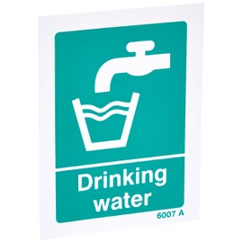 Caledonia Signs 16007A "Drinking Water" Sign, Rigid Plastic,White, 100 mm x 75 mm