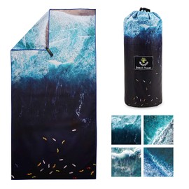 4Monster Microfibre Beach Towel, Ultra-Light, Sand-Resistant Towel, Quick-Drying, Absorbent Sports Towel for Beach, Pool, Water Sports, Yoga, Fitness