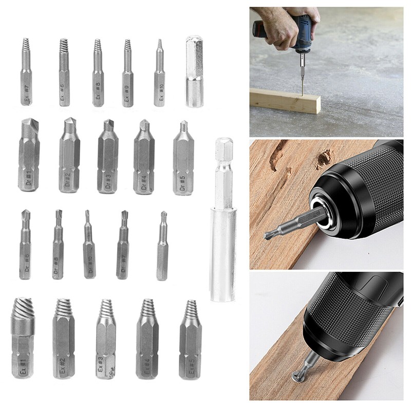 22PCs Screw Extractor Left Hand Thread Tool Set Durable Hardware