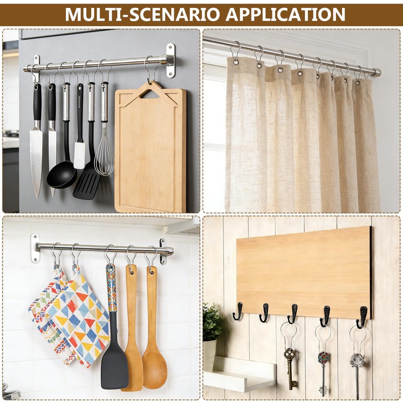 50 Pcs Metal Shower Curtain Hooks, Silver Shower Curtain Rings
