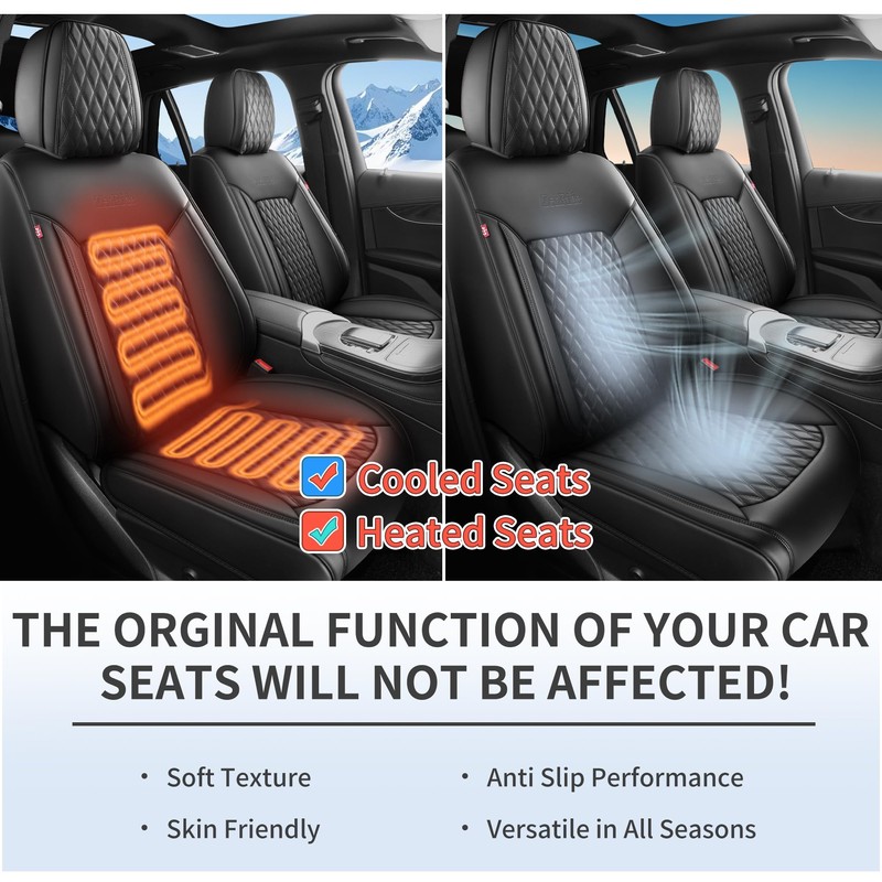 ZenRide Front Car Seat Covers 2PCS,3D Design Nappa Leather Waterproof
