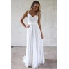 Women's V Neck Spaghetti Straps Beach Wedding Dresses for Bride,
