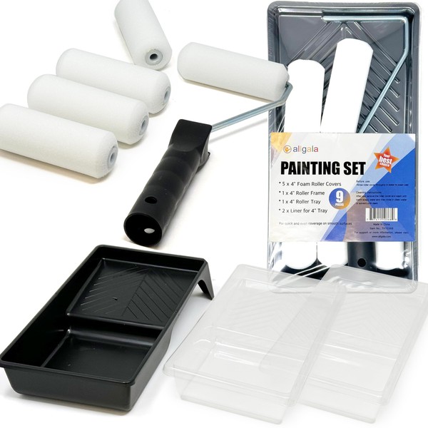 Allgala Foam Paint Roller Kit, 9 Packt 4 inch Mini