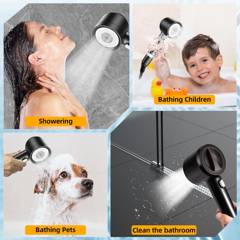Carehabi Doccino per Doccia Soffione Doccia con Tubo 1.5M 3