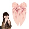 Coquette Satin Bowknot Barrettes Clips Long Tail Big Champagne Pink