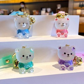 TOU-BEGUIN Charms Keychain, Cute Kawaii Bear Car Key Ring Decoration, Delicate Handbag Keys Resin Accessories Gifts for Kids Boys Girls Women