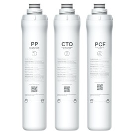 Bluevua RO100ROPOT Replacement Filter Set, Pack of 3 Filters (1 PP, 1 CTO, 1 PCF)