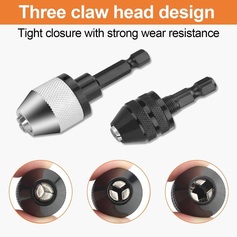 2-Piece Keyless Drill Chuck Conversion Tool, Hexagonal Handle Keyless Drill