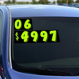 EZ-Line Windshield Stickers – 180 Pack with Numbers 0-9, $ Signs, for Sale, Vibrant Florescent Colors, Self-Adhesive, Tear-Resistant – Auto Sales and Services (EZ109-13DZN-EZ115-EasyTerms-2DZN)