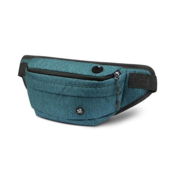 WATERFLY Fanny Pack for Men Women Water Resistant Large Hiking Waist Bag Pack for Running Walking Traveling (Teal blue)