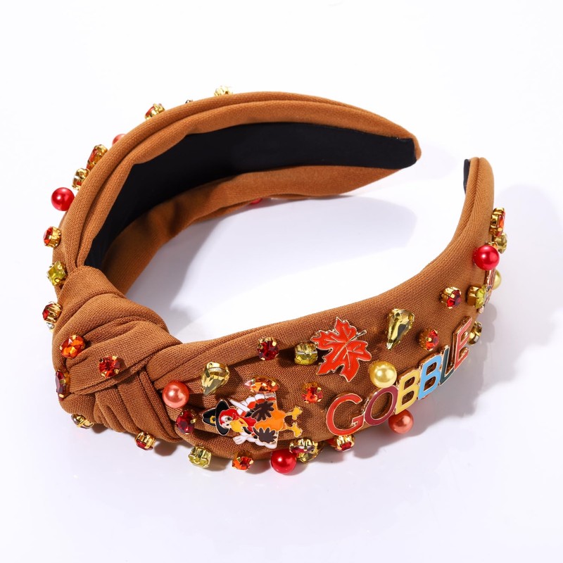 NVENF Thanksgiving Headband for Women Beaded Turkey Fall Headband Accessories