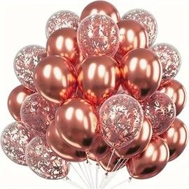 xfbbchh 30 Pcs Metallic Chrome Rose Gold Balloons, 12 Inch Light Rose Gold, for Baby Shower, Birthday, Bridal Shower, Wedding Party Decoration (Metal Rose Gold)