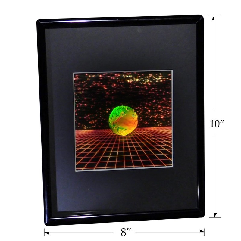 3D Earth with Grid Hologram Picture (Framed), Collectible Embossed Type